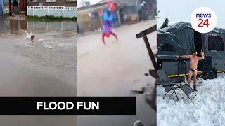 WATCH  Flood fun From Spiderman to iceman in a Speedo Capetonians find humor in icy weather