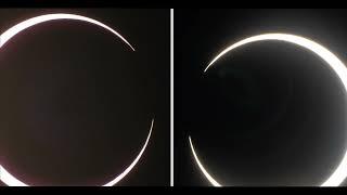 14 October 2023 annular eclipse split screen 1 side flipped equalized sizes reduced glare