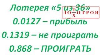 Вероятности выиграть и проиграть в лотерею Гослото 5 из 36