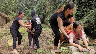 The bad husband comes to the house to take the child daily life fertilizing the corn plants