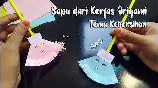 Kegiatan Tema Kebersihan Lingkungan Membuat Sapu dari Kertas Origami