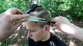 ASMR Haircut With Scissors. In The Woods. No Talking. Sounds Of Scissors And Forest.
