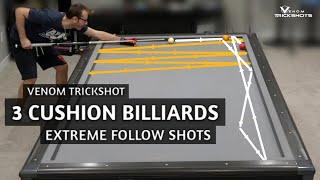 EXTREME FOLLOW SHOTS  3-Cushion Billiards by Venom Trickshots