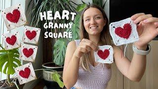 ️ CROCHET GRANNY HEART SQUARE  step-by-step easy beginner tutorial ️