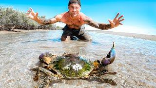 Giant Crab Barehanded Catch And Cook