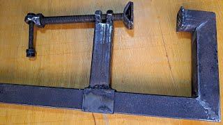 DIY Heavy Duty F-Clamp Tutorial How to make a long heavy duty F-clamp Home Made F Clamp long shaft