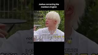 Joshua correcting the members English lol #seventeen #joshua #mingyu #seungkwan #dino #kpop