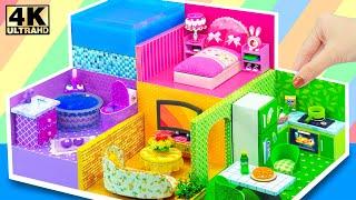 Build Pretty 5 Color House with 4 Rooms and Rooftop Swimming Pool For a Family  DIY Miniature House