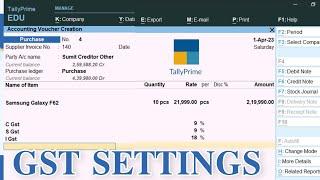 how to set gst rate in tally prime  Gst in tally prime  gst in tally prime in hindi 