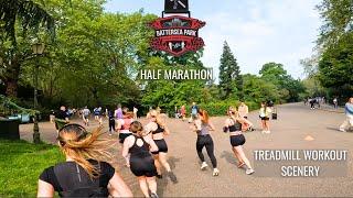 Sub-150 Hour Half Marathon Treadmill Workout Scenery  BATTERSEA PARK LONDON  Virtual Run Walk