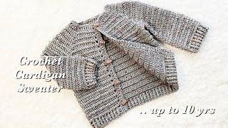 Easy crochet cardigan sweater for boys and girls 1-2 years EASY CROCHET PATTERN various sizes