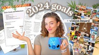 How I Set My New Years Goals 2024  free templates vision board reflections + resolutions