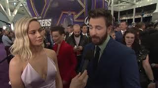 Avengers Endgame Chris Evans & Brie Larson Captain America & Captain Marvel Premiere Interview