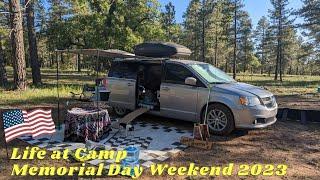 Memorial Day Weekend Life at Camp in a Minivan Camper Conversion 52823  VAN LIFE Boondocking