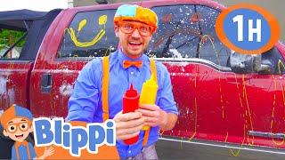 Learn to Wash Toy Trucks with Blippi  1 HOUR BEST OF BLIPPI  Blippi Toys - Educational Videos