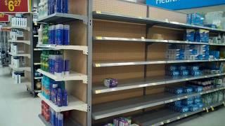 Coronavirus panic shopping empty shelves at Walmart