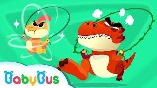 T-Rex Loves Jumping Rope  Dinosaur Jump Role Competition  Kids Song  BabyBus