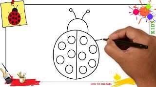 How to draw a ladybug EASY step by step for kids beginners children 2