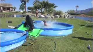 Slip and Slide Fail - Girl looses her top and bottom HD