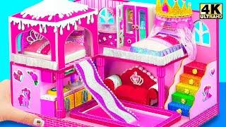 Build 2-Storey Pink Palace With 2 Princess Bedroom Water Slide to Pink Pool ️ DIY Miniature House