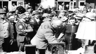 Civilians of a town Weimar on a forced visit to the Buchenwald concentration cam...HD Stock Footage