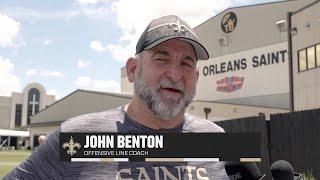 Saints Offensive Line Coach John Benton interview  2024 Saints OTAs 5212024