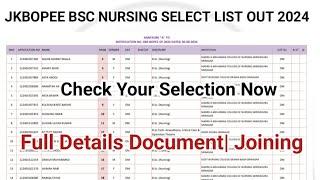 Jkbopee Bsc Nursing Selection List Out  2024 Big Update  Check Your Name Here  Full Details