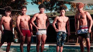 Awesome Teen boys Muscle Flexing in the pool  Swimming with my friend Deo Rondubio