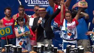 Miki Sudo downs 39.5 hot dogs in drama-filled finish to win 2023 Nathans Famous Hot Dog Contest 