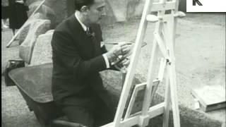 1950s Salvador Dali Surrealist Painter at Work in Zoo