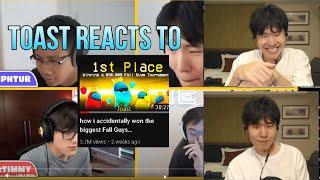 Disguised Toast REACTS to his Fall Guys Tournament video with Twitch Chat