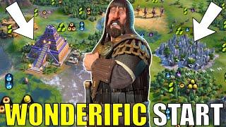 Civ 6  Varangian Harald But With A DOUBLE WONDER START – #1 Deity Norway Civilization VI