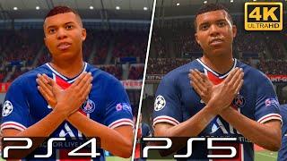 FIFA 21 next gen vs old gen - PS5 vs PS4 - Graphics Player Animation Gameplay Comparison 4k