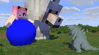 Big fat minecraft girl with her giant husky - Minecraft animation