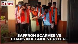 Karnataka College In A Fix Students Wear Saffron Scarves To Protest Against Hijabs In Classroom