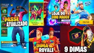 CORRE PASSE HIP HOP PASSE 9 DIMAS SKINS CUBO MÁGICO E DIAMANTE ROYALE NOVIDADES FREE FIRE