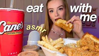 ASMR eat with me raising canes  chicken fingers fries texas toast