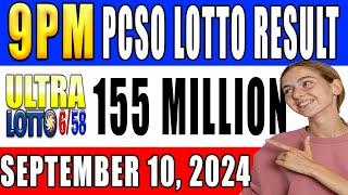 PCSO lotto results 9PM Tuesday September 10 2024