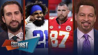 Chiefs extend Travis Kelce Cowboys re-sign Zeke & Eagles win the Draft?  NFL  FIRST THINGS FIRST