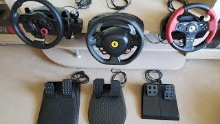 Logitech DFGT  Formula Force EX  Thrustmaster 458 wheels visual comparison and Force Feedback Test