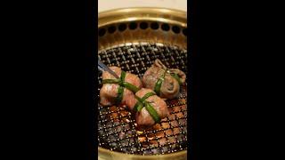 Japanese BBQ Beef Tongue Parcels Stuffed With Green Scallions  #shorts