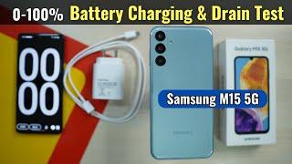 Samsung Galaxy M15 5G Battery Charging and Drain Test - Benchmark Gaming Review e.t.c