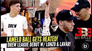 LaMelo Ball HEATS UP & GOES OFF at The Drew League vs Pros w LONZO & LaVar WATCHING