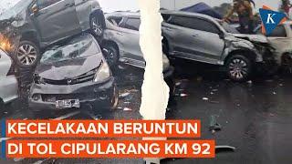 Kecelakaan Beruntun di Tol Cipularang KM 92 Mobil-mobil Bertumpuk