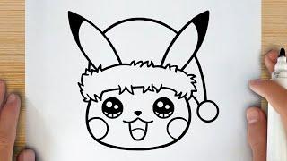 HOW TO DRAW CUTE CHRISTMAS PIKACHU