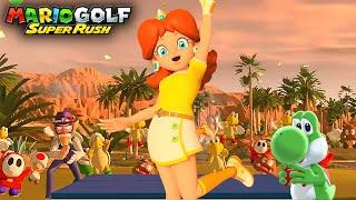 Mario Golf Super Rush Daisy vs Wario vs Waluigi at Spiky Palms