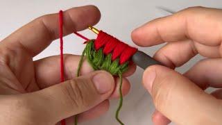 Kolay Tığ işi Çilek Anahtarlık Yapımı  Crochet Strawberry Keychain  Anahtarlık Örgü Modelleri