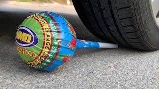 Experiment Car vs Big Chupa Chups Lollipop toysballoons   Crushing crunchy & soft things by car