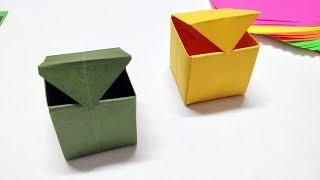 Origami Box with Lid How to make Origami box  Easy step by step tutorial paper box project