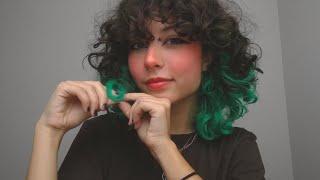 ASMR - playing with MY curly hair whispers finger combing hair oil